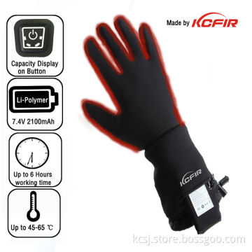 7.4V / 12V heated glove liner with power display indicator on control button